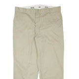 DICKIES Mens Cotton Blend Beige Relaxed Straight Trousers W38 L28 Workwear Zip