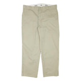 DICKIES Mens Cotton Blend Beige Relaxed Straight Trousers W38 L28 Workwear Zip