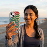 Seashell Patchwork iPhone 14 Case - Lifestyle photo showing phone case in use