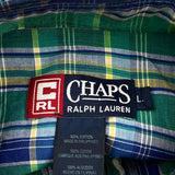 Chaps Ralph Lauren Checked Short Sleeve Shirt - Large Green Cotton