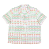 ALFRED DUNNER Womens Cream & Green Printed Short Sleeve Shirt UK 14 Lightweight