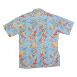 CAMPIA MODA Mens Blue Floral Short Sleeve Shirt M Cotton Summer Casual