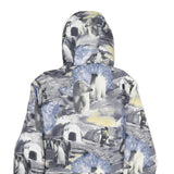 Womens Grey & Blue Arctic Animal Printed Jacket M Polyester Zip Hooded