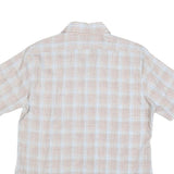 HIS Mens Beige & Blue Checked Shirt XL Cotton Blend Short Sleeve Casual Summer