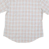 HIS Mens Beige & Blue Checked Shirt XL Cotton Blend Short Sleeve Casual Summer