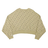 NIKE Womens Beige Cotton Blend Crew Neck M Logo Print Cropped Sweatshirt