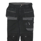DICKIES Mens Cotton Blend Black Grey Relaxed Cargo Trousers W36 L27 Workwear