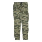SKATE NATION Mens Cotton Blend Green Camouflage Slim Drawstring Trousers W32 L32