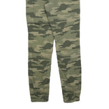 SKATE NATION Mens Cotton Blend Green Camouflage Slim Drawstring Trousers W32 L32