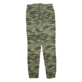 SKATE NATION Mens Cotton Blend Green Camouflage Slim Drawstring Trousers W32 L32
