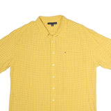 TOMMY HILFIGER Mens Yellow Check Shirt 2XL Short Sleeve Cotton Casual