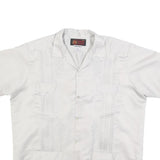 COPACABANA Mens White Polyester Short Sleeve Shirt XL Button Front Embroidered