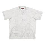 COPACABANA Mens White Polyester Short Sleeve Shirt XL Button Front Embroidered