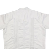COPACABANA Mens White Polyester Short Sleeve Shirt XL Button Front Embroidered