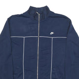 NIKE Mens Blue Polyester Blend Track Jacket L Zip Plain Sportswear Activewear