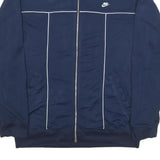 NIKE Mens Blue Polyester Blend Track Jacket L Zip Plain Sportswear Activewear