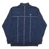 NIKE Mens Blue Polyester Blend Track Jacket L Zip Plain Sportswear Activewear