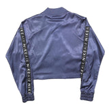 NIKE Womens Blue Air Satin Bomber Jacket XS Polyester Blend Cropped Zip