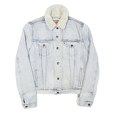 LEVI'S Womens Blue Denim Sherpa Collar Jacket M Cotton Blend Button Closure