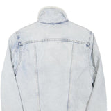 LEVI'S Womens Blue Denim Sherpa Collar Jacket M Cotton Blend Button Closure