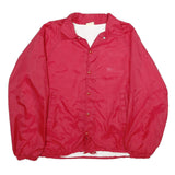 AUBURN SPORTSWEAR Mens Red Nylon Coach Jacket L Button Closure Plain Lightweight