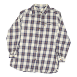 BAROLO C Womens Cream & Blue Checked Shirt L Cotton Blend Button Fastening
