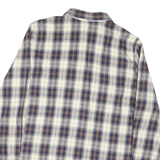 BAROLO C Womens Cream & Blue Checked Shirt L Cotton Blend Button Fastening