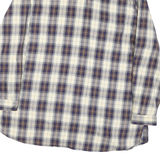 BAROLO C Womens Cream & Blue Checked Shirt L Cotton Blend Button Fastening