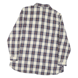 BAROLO C Womens Cream & Blue Checked Shirt L Cotton Blend Button Fastening