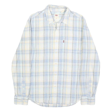 LEVI'S Mens Blue & Cream Check Shirt S Casual Cotton Long Sleeve Button Up