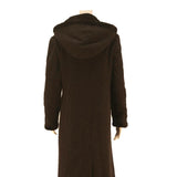 YESSICA Womens Black Button Cotton Blend Long Sleeve Hooded Jacket UK 12 Plain