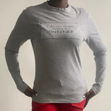Calvin Klein Spellout Long Sleeve T-Shirt - Medium Grey Cotton