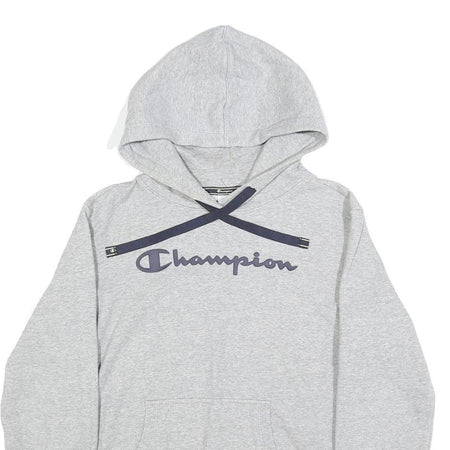 CHAMPION Womens Grey Hoodie L Cotton Blend Pullover Casual Sports Sweatshirt