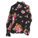 ELLEN TRACY Womens Black & Pink Floral Shirt M Elegant Polyester Button Down