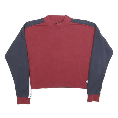 ADIDAS Womens Burgundy & Navy Sweatshirt Crew Neck S Three Stripes Logo