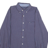 CHAPS Mens Blue & Red Check Shirt M Button Down Collar Long Sleeve Cotton Blend