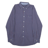 CHAPS Mens Blue & Red Check Shirt M Button Down Collar Long Sleeve Cotton Blend