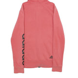 ADIDAS Womens Red Full Zip Hoodie XS Logo Print Cotton Blend Casual