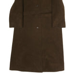 Womens Brown Cotton Blend Button Jacket L Plain Classic Knee Length Stylish