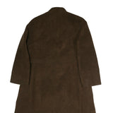 Womens Brown Cotton Blend Button Jacket L Plain Classic Knee Length Stylish