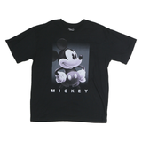 DISNEY Mens Black Mickey Graphic T-Shirt XL Short Sleeve Crew Neck Cotton