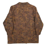 Womens Brown Abstract Print Jacket XL Woven Zip Long Sleeve Casual Outerwear