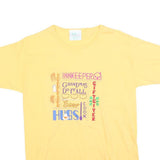 MC ENERGY Womens Yellow Graphic T-Shirt M Short Sleeve Crew Neck Cotton Blend