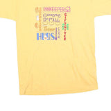 MC ENERGY Womens Yellow Graphic T-Shirt M Short Sleeve Crew Neck Cotton Blend