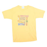 MC ENERGY Womens Yellow Graphic T-Shirt M Short Sleeve Crew Neck Cotton Blend