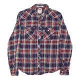 LEVI'S Mens Blue & Red Plaid Shirt L Cotton Blend Button Front Casual