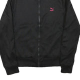PUMA Womens Black Pink Logo Jacket M Polyester Blend Zip Athletic Track Top
