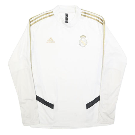 ADIDAS Mens White & Gold Football Shirt L Long Sleeve Crew Neck Real Madrid