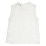 REISS Womens White Lace Sleeveless Round Neck Top UK 12 Elegant Summer