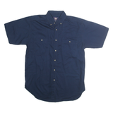 FADED GLORY Mens Navy Blue Shirt M Cotton Button-Down Short Sleeve Casual